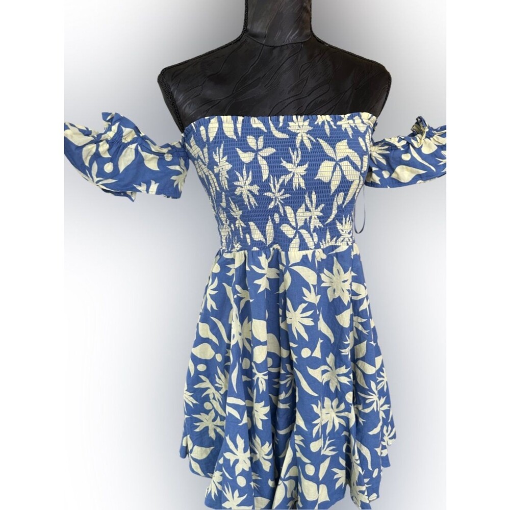 ZARA Cottage Coquette Off‑ShoulderSmocked Floral Babydoll Mini Sundress – Size L - Picture 4 of 6